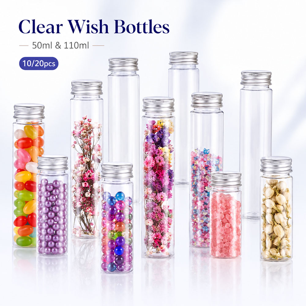 Wedding Decoration Supply - 20 adet 50ml/100ml şeffaf düz tüpler