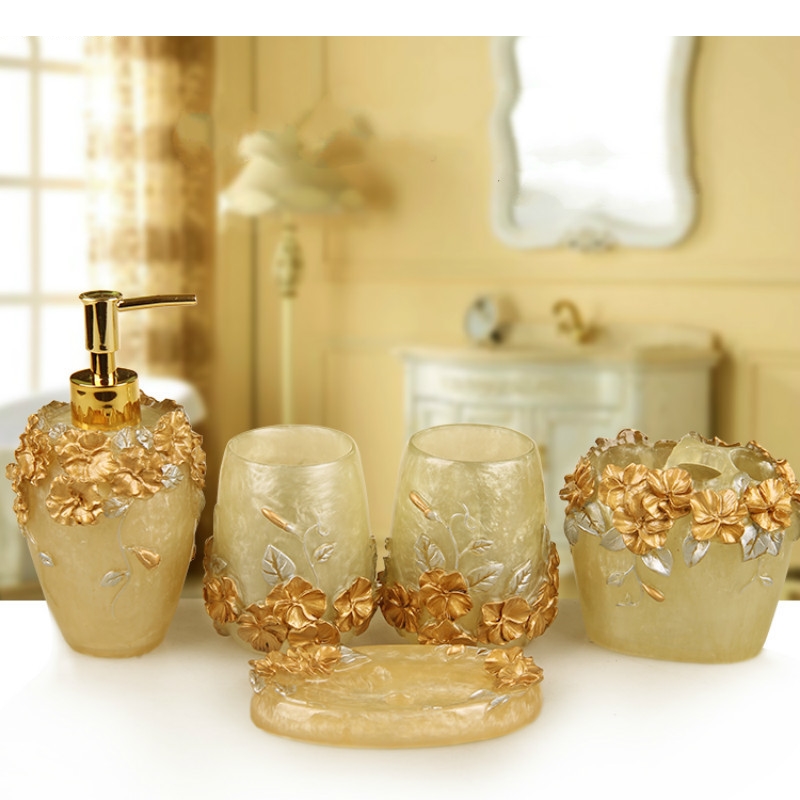 Wedding Bathroom Supply Kit - Avrupa Tarzı Kabartmalı Reçine Banyo Seti