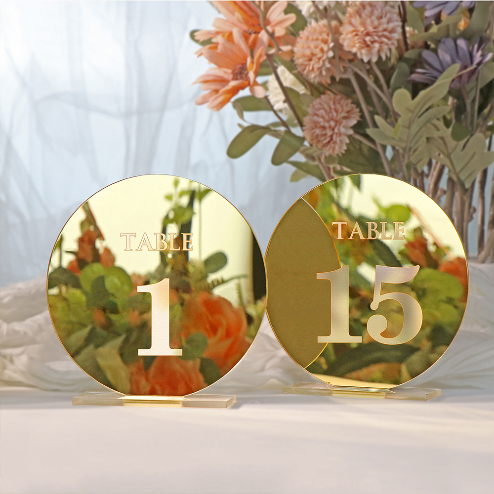 Table Number Gold - Akrilik düğün masa numarası işareti düğün
