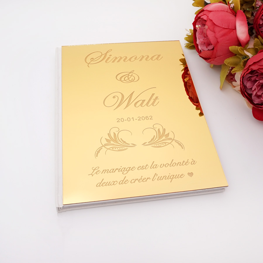 Personalized Guest Book - Akrilik ayna kişiselleştirilmiş zarif düğün imza