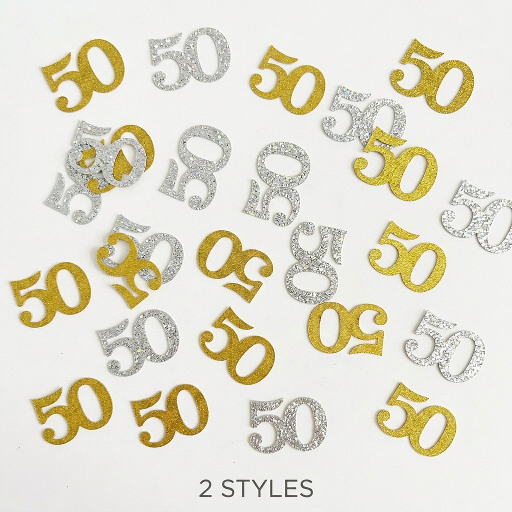 Table Number Gold - 120 Adet 50. Doğum Günü Konfeti
