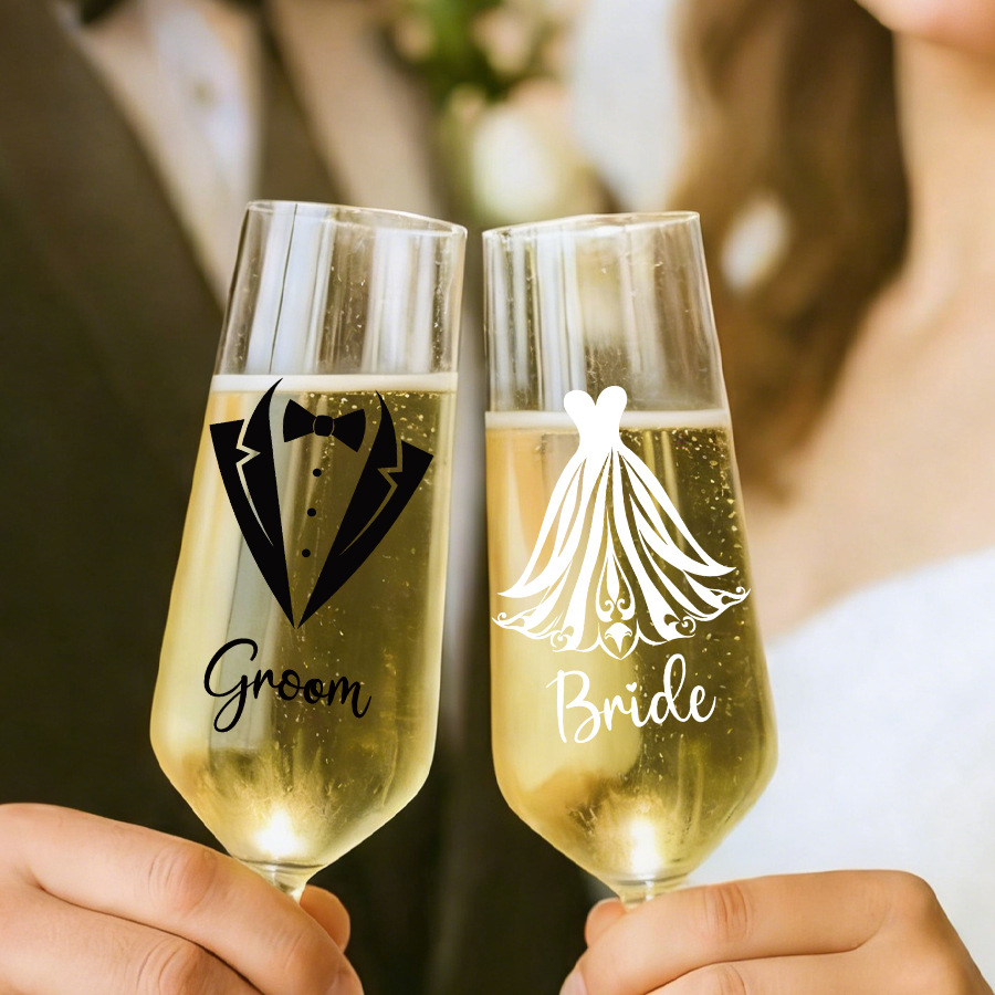 Wedding Dress Supply - Damat gelin için düğün şampanya kadehi