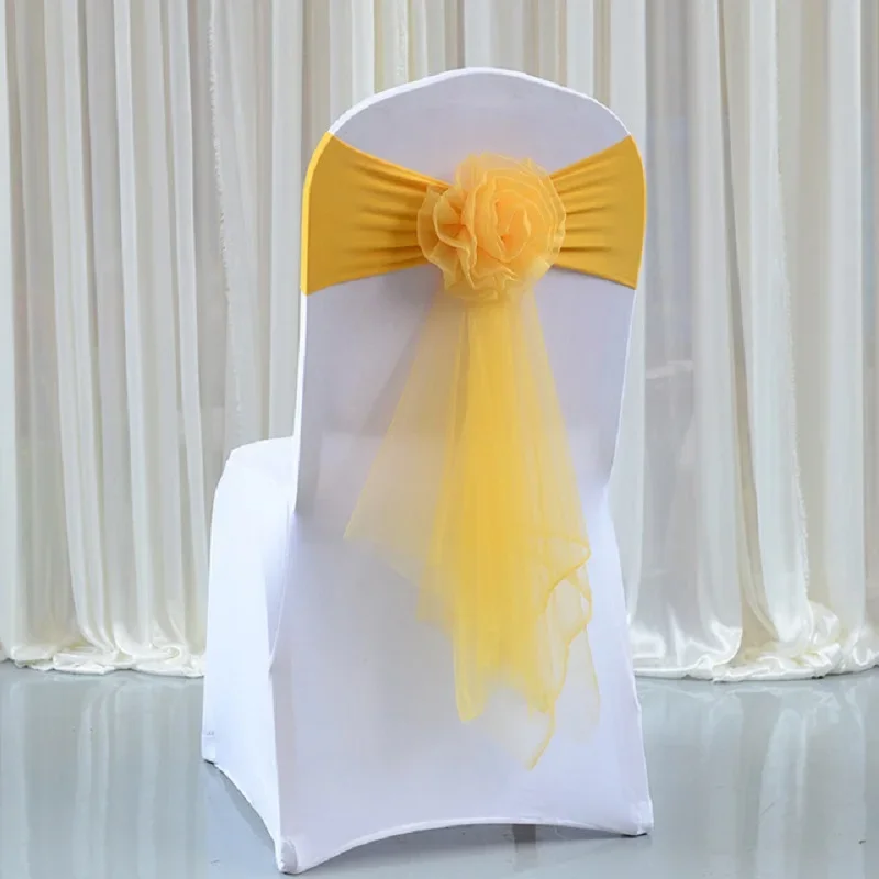 Chair Sash Organza - 10 adet/grup Beyaz Sandalye Papyon Organze