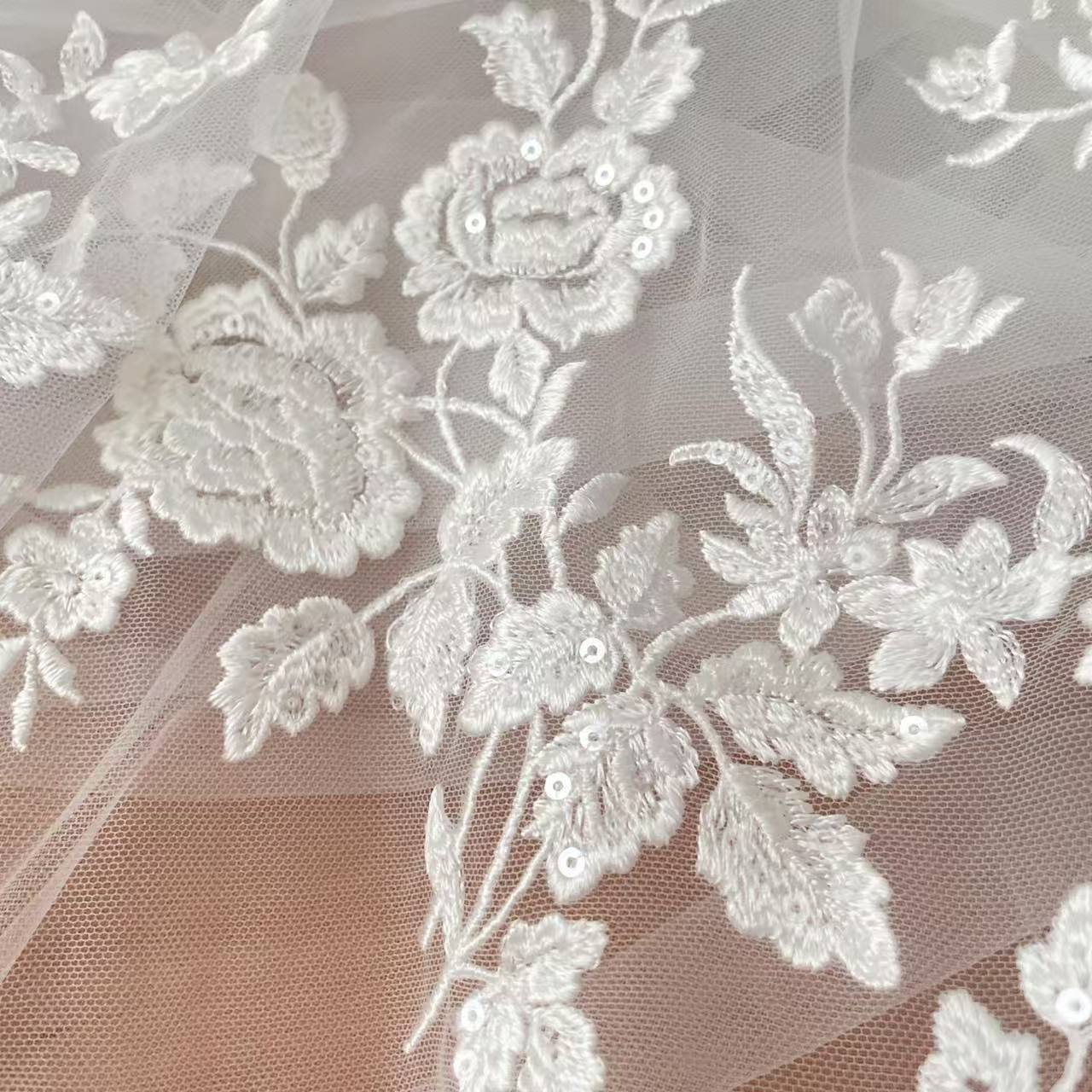 Wedding Dress Supply - Fransız İşlemeli Dantel Kumaş, Güzel Çiçek,