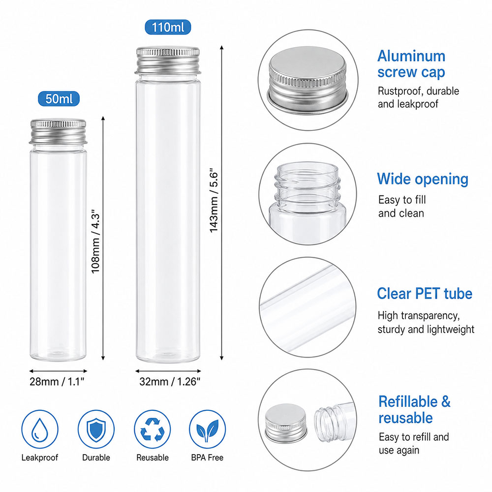 20 adet 50ml/100ml şeffaf düz  - Wedding Decoration Supply incelemesi ve fiyatı