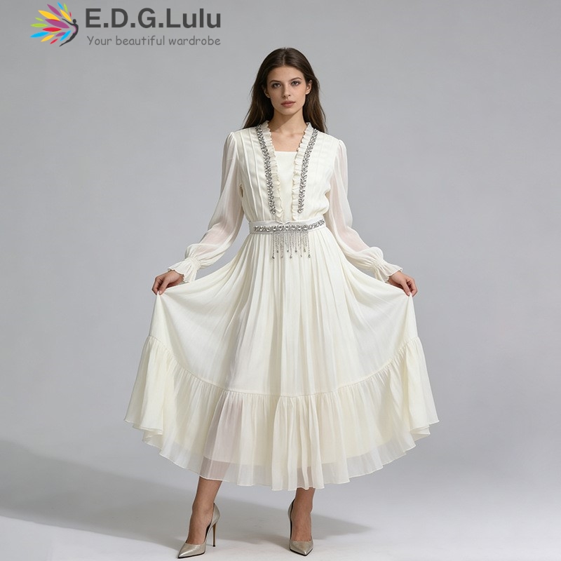 EDGLuLu Zarif Beyaz Şifon Uzun - Wedding Lulu incelemesi ve fiyatı